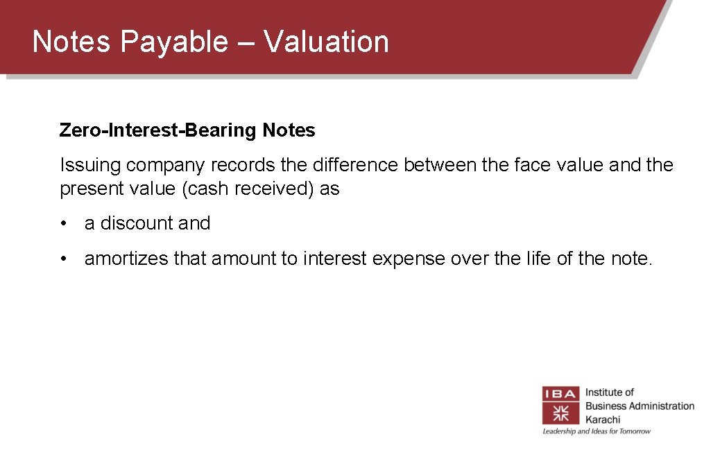 Notes Payable – Valuation Zero-Interest-Bearing Notes Issuing company records the difference between the face Notes Payable – Valuation Zero-Interest-Bearing Notes Issuing company records the difference between the face
