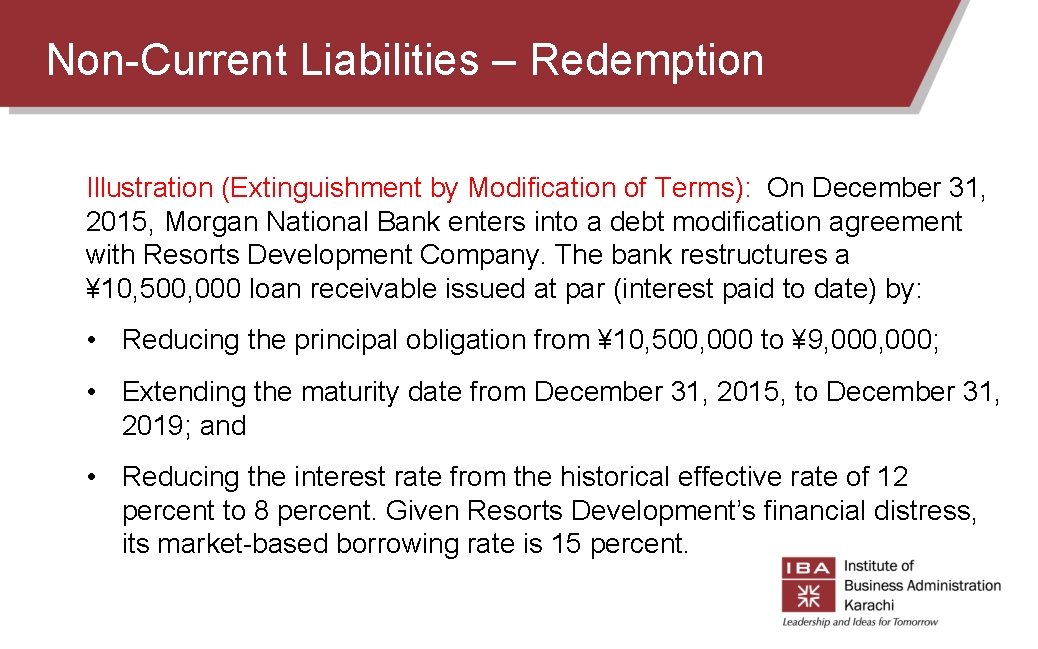 Non-Current Liabilities – Redemption Illustration (Extinguishment by Modification of Terms): On December 31, 2015, Non-Current Liabilities – Redemption Illustration (Extinguishment by Modification of Terms): On December 31, 2015,