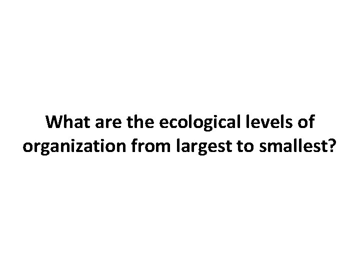 What are the ecological levels of organization from largest to smallest? 