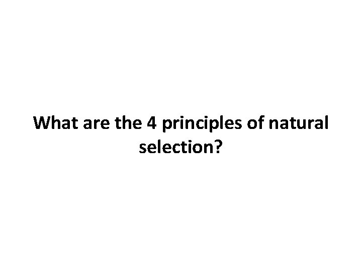 What are the 4 principles of natural selection? 