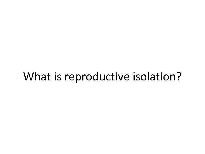What is reproductive isolation? 