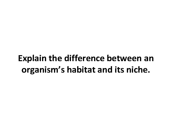 Explain the difference between an organism’s habitat and its niche. 