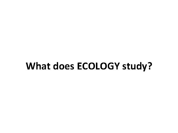 What does ECOLOGY study? 