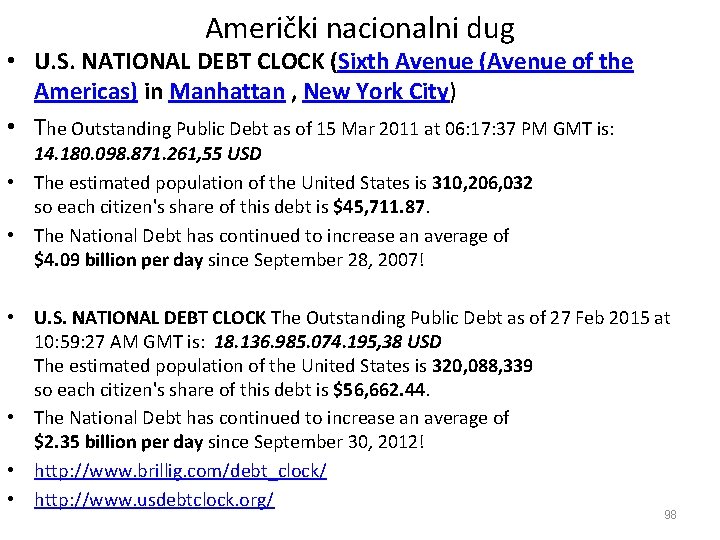 Američki nacionalni dug • U. S. NATIONAL DEBT CLOCK (Sixth Avenue (Avenue of the