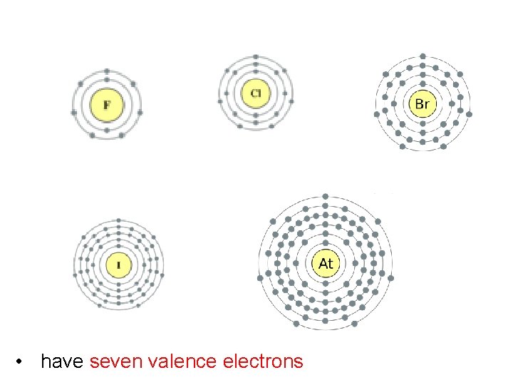  • have seven valence electrons 