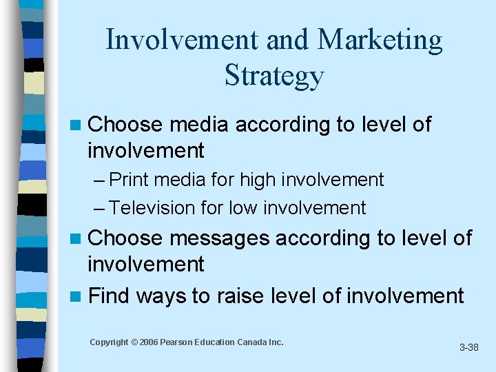 Involvement and Marketing Strategy n Choose media according to level of involvement – Print