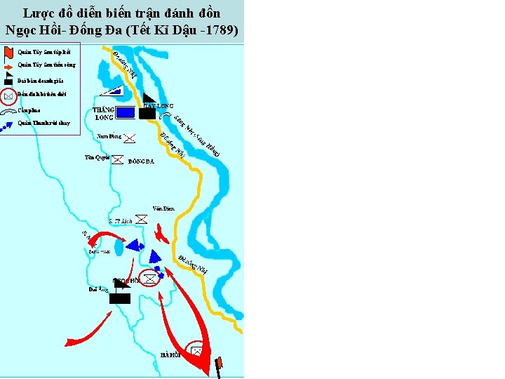 Lược đồ diễn biến trận đánh đồn Ngọc Hồi- Đống Đa (Tết Kỉ Dậu