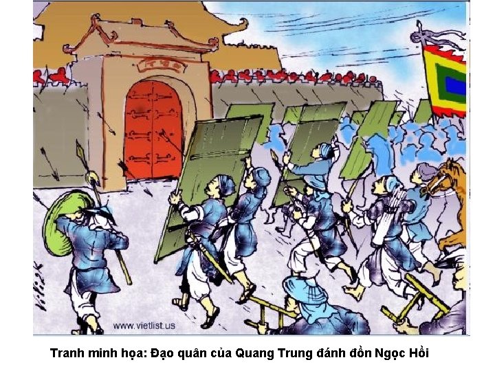 Tranh minh họa: Đạo quân của Quang Trung đánh đồn Ngọc Hồi 