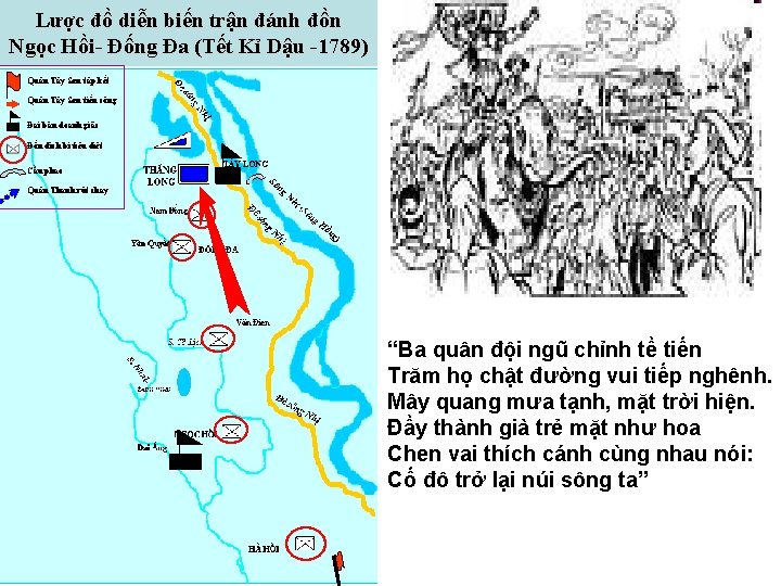 Lược đồ diễn biến trận đánh đồn Ngọc Hồi- Đống Đa (Tết Kỉ Dậu