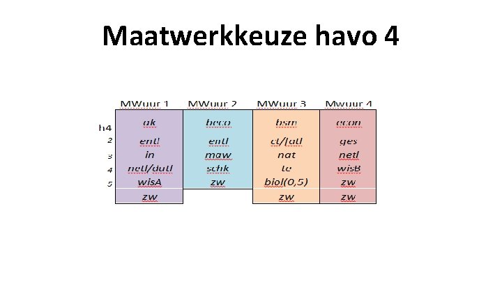 Maatwerkkeuze havo 4 