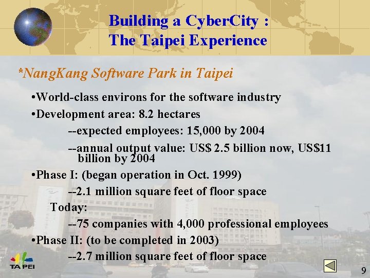 Building a Cyber. City : The Taipei Experience *Nang. Kang Software Park in Taipei