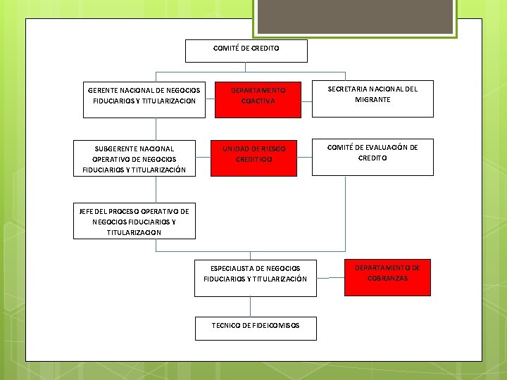 COMITÉ DE CREDITO GERENTE NACIONAL DE NEGOCIOS FIDUCIARIOS Y TITULARIZACION SUBGERENTE NACIONAL OPERATIVO DE