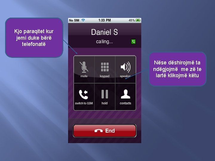 Kjo paraqitet kur jemi duke bërë telefonatë Nëse dëshirojmë ta ndëgjojmë me zë te