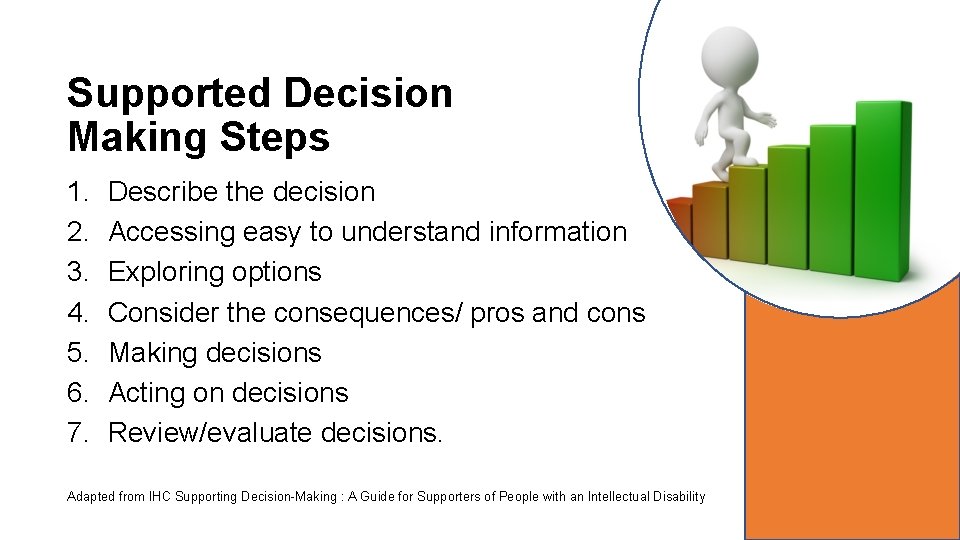 Supported Decision Making Steps 1. 2. 3. 4. 5. 6. 7. Describe the decision