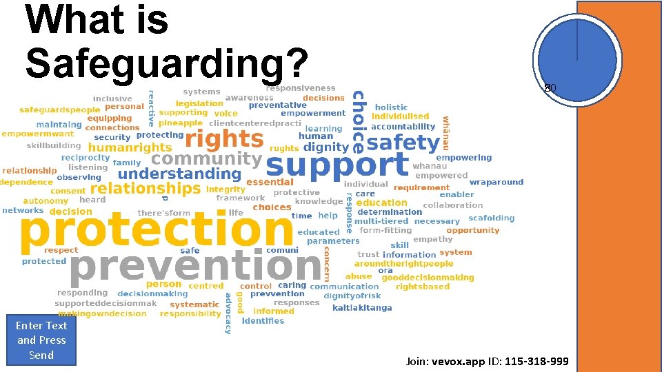 What is Safeguarding? Enter Text and Press Send 80 Join: vevox. app ID: 115