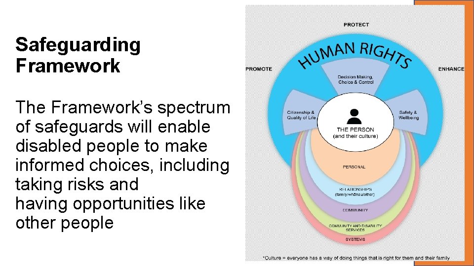 Safeguarding Framework The Framework’s spectrum of safeguards will enable disabled people to make informed