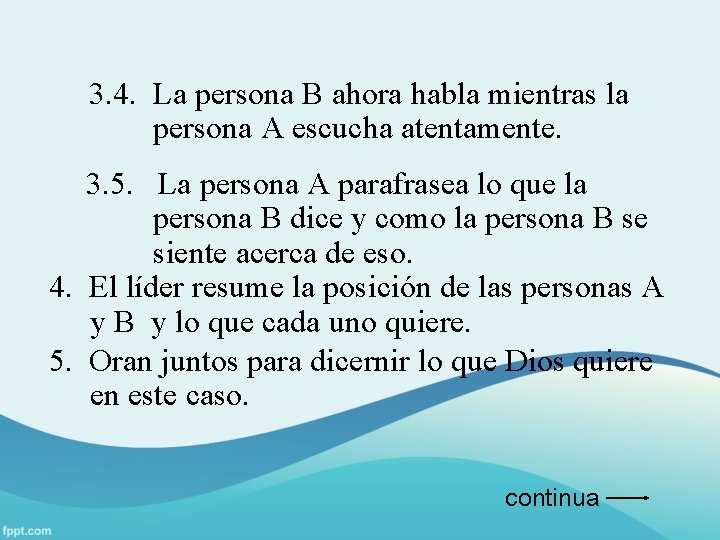 3. 4. La persona B ahora habla mientras la persona A escucha atentamente. 3.