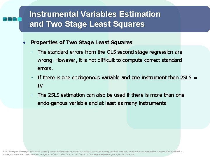 Instrumental Variables Estimation and Two Stage Least Squares ● Properties of Two Stage Least