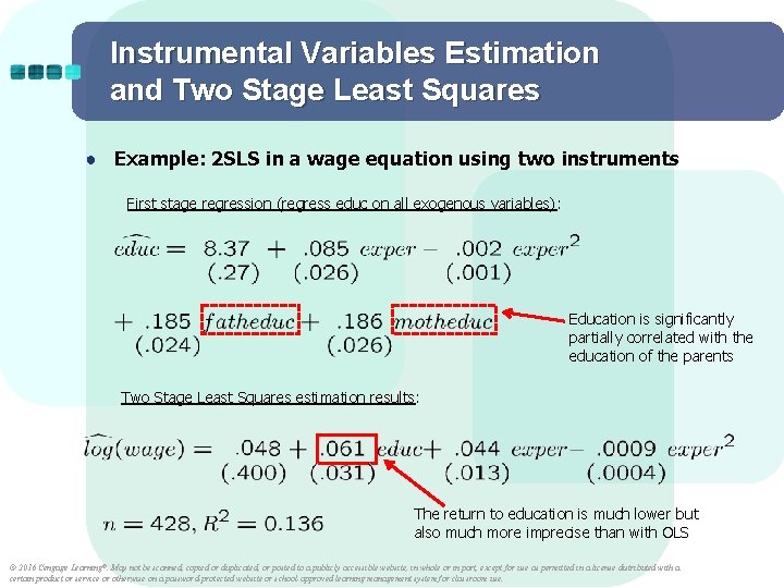 Instrumental Variables Estimation and Two Stage Least Squares ● Example: 2 SLS in a