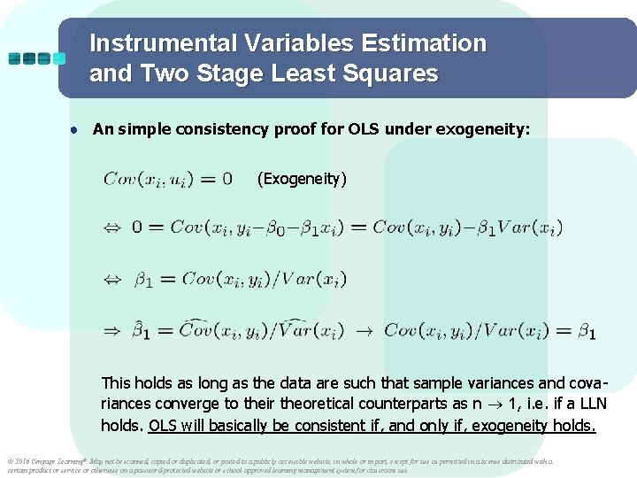 Instrumental Variables Estimation and Two Stage Least Squares ● An simple consistency proof for