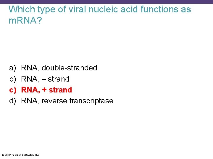 Which type of viral nucleic acid functions as m. RNA? a) b) c) d)
