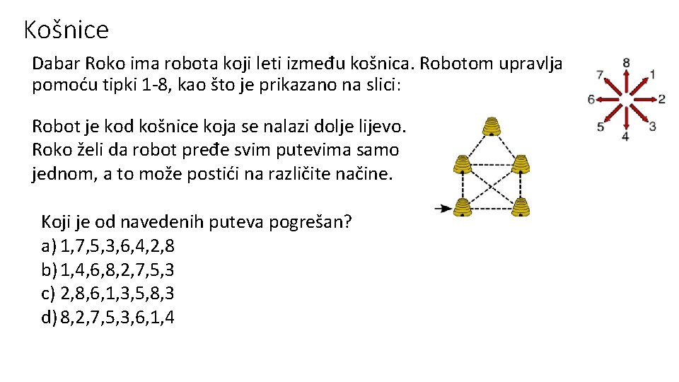 Košnice Dabar Roko ima robota koji leti između košnica. Robotom upravlja pomoću tipki 1