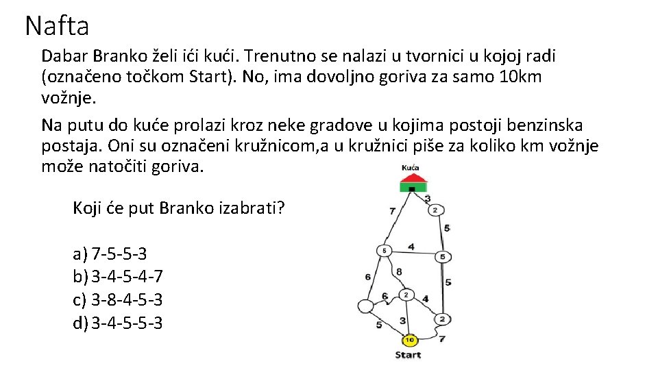 Nafta Dabar Branko želi ići kući. Trenutno se nalazi u tvornici u kojoj radi