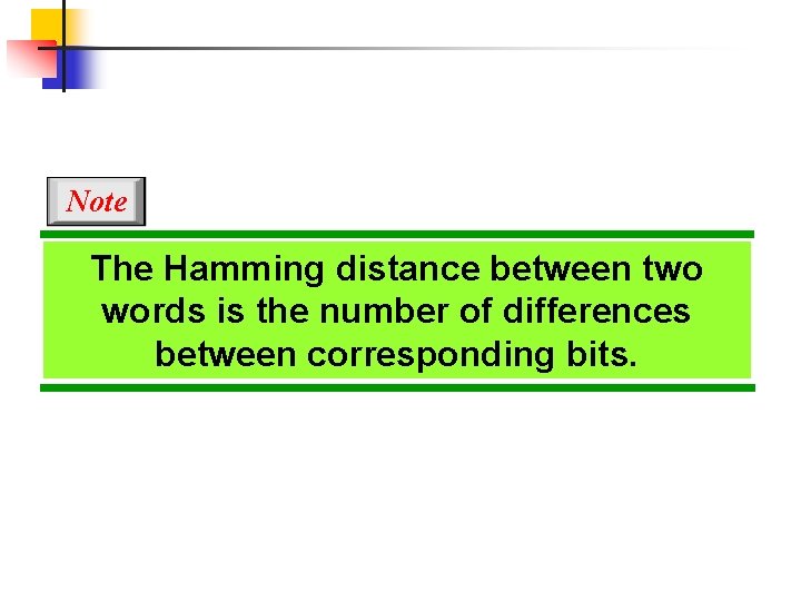 Note The Hamming distance between two words is the number of differences between corresponding