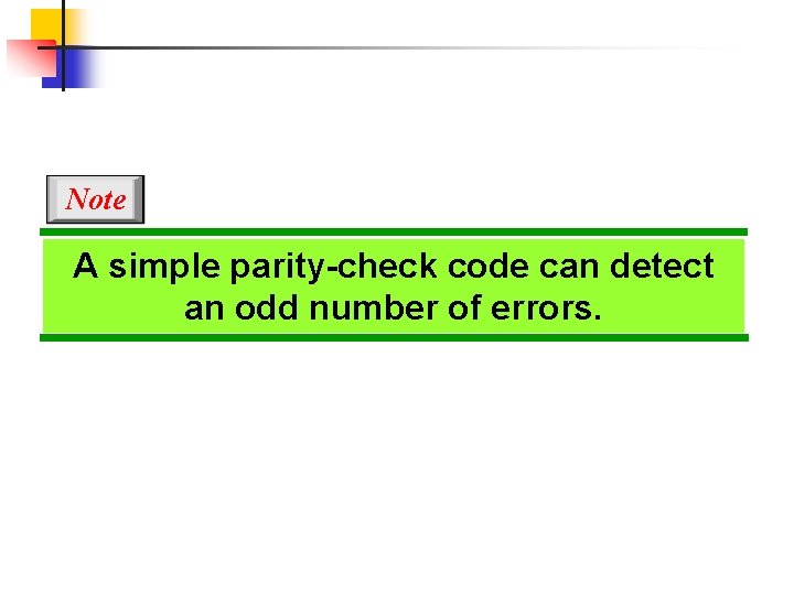 Note A simple parity-check code can detect an odd number of errors. 