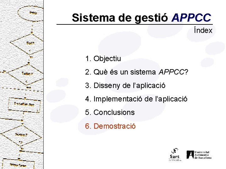 Sistema de gestió APPCC Índex 1. Objectiu 2. Què és un sistema APPCC? 3.