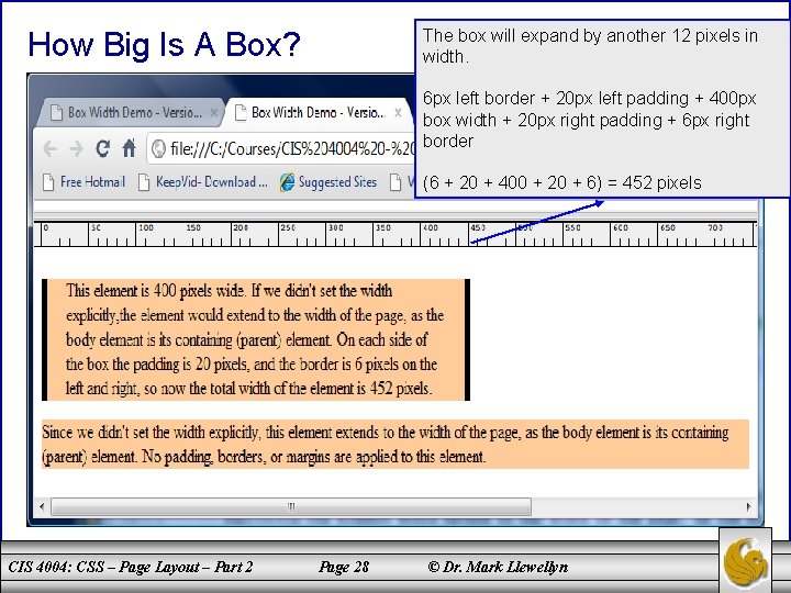The box will expand by another 12 pixels in width. How Big Is A