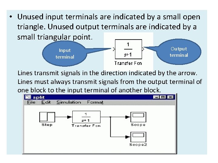 • Unused input terminals are indicated by a small open triangle. Unused output • Unused input terminals are indicated by a small open triangle. Unused output