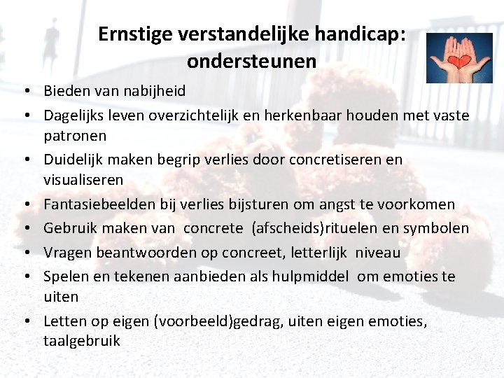 Ernstige verstandelijke handicap: ondersteunen • Bieden van nabijheid • Dagelijks leven overzichtelijk en herkenbaar