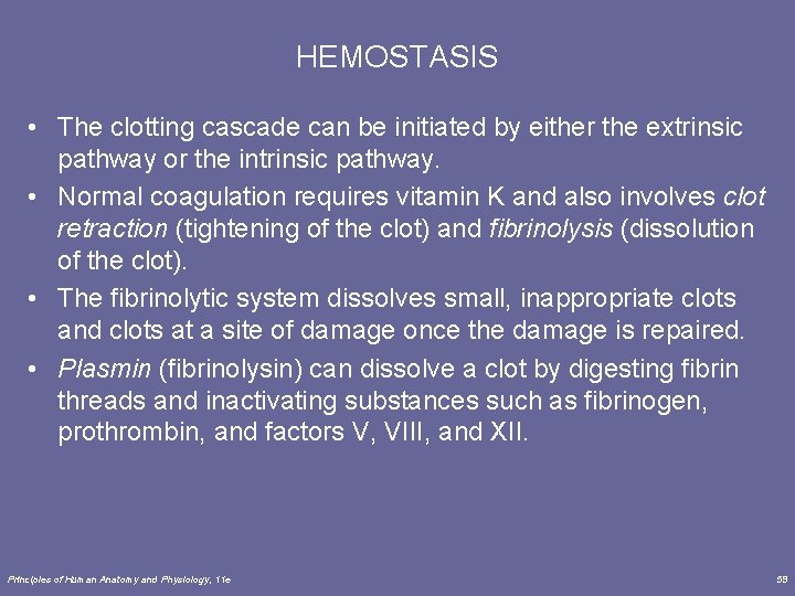 HEMOSTASIS • The clotting cascade can be initiated by either the extrinsic pathway or