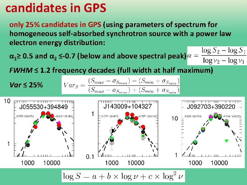 candidates in GPS only 25% candidates in GPS (using parameters of spectrum for homogeneous
