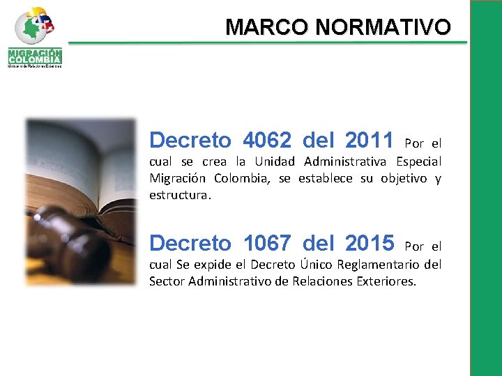 MARCO NORMATIVO Decreto 4062 del 2011 Por el cual se crea la Unidad Administrativa