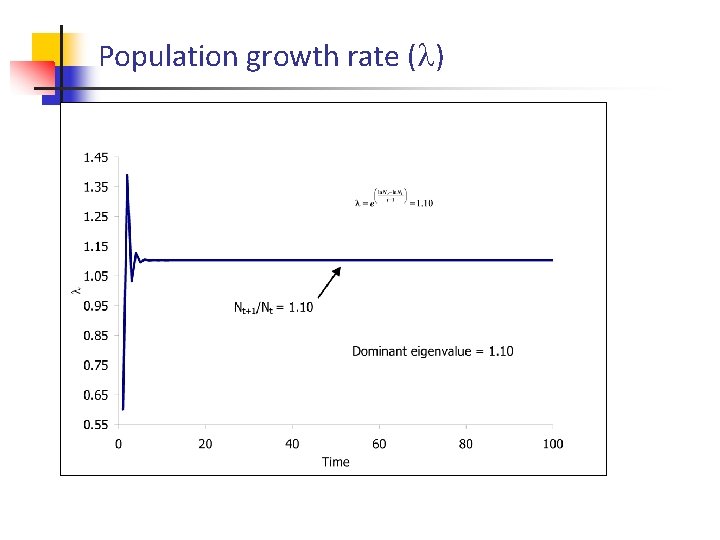 Population growth rate ( ) n Calculate dominant eigenvalue n n No. of eigenvalues