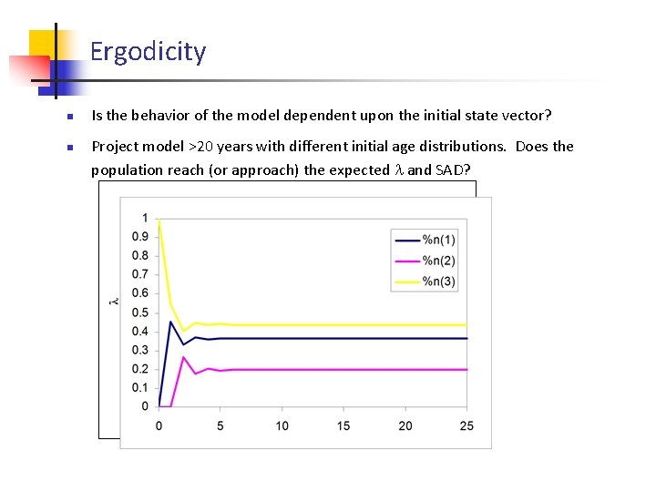 Ergodicity n n Is the behavior of the model dependent upon the initial state