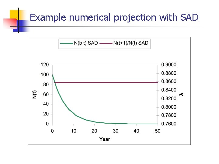 Example numerical projection with SAD 