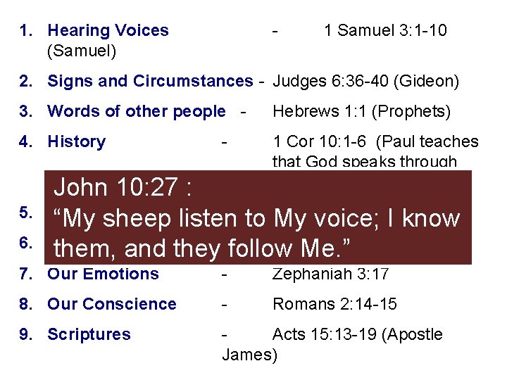 1. Hearing Voices (Samuel) - 1 Samuel 3: 1 -10 2. Signs and Circumstances