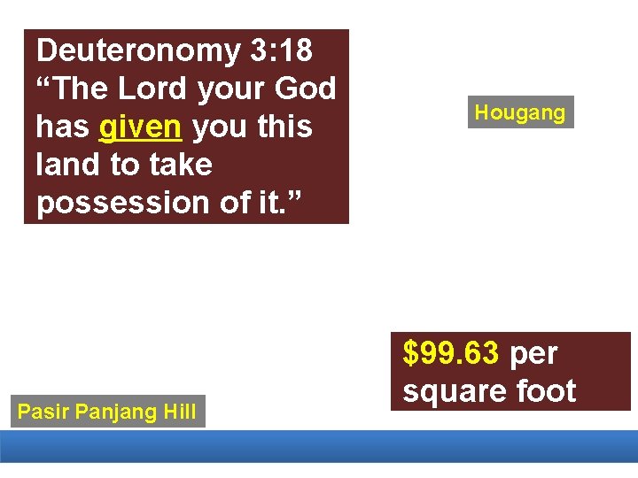 Deuteronomy 3: 18 “The Lord your God has given you this land to take