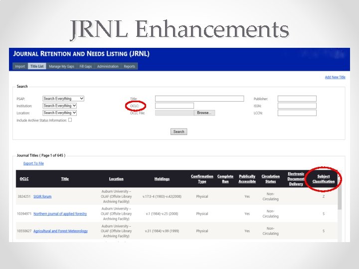 JRNL Enhancements 