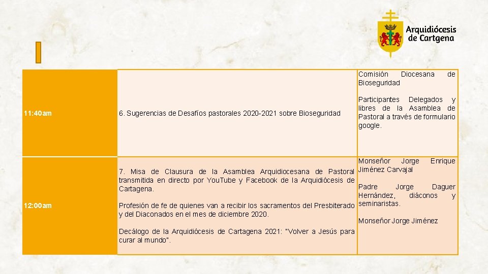 Comisión Diocesana Bioseguridad 11: 40 am 12: 00 am 6. Sugerencias de Desafíos pastorales