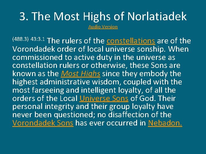 3. The Most Highs of Norlatiadek Audio Version The rulers of the constellations are