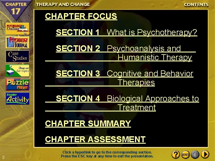 CHAPTER FOCUS SECTION 1 What is Psychotherapy? SECTION 2 Psychoanalysis and Humanistic Therapy SECTION