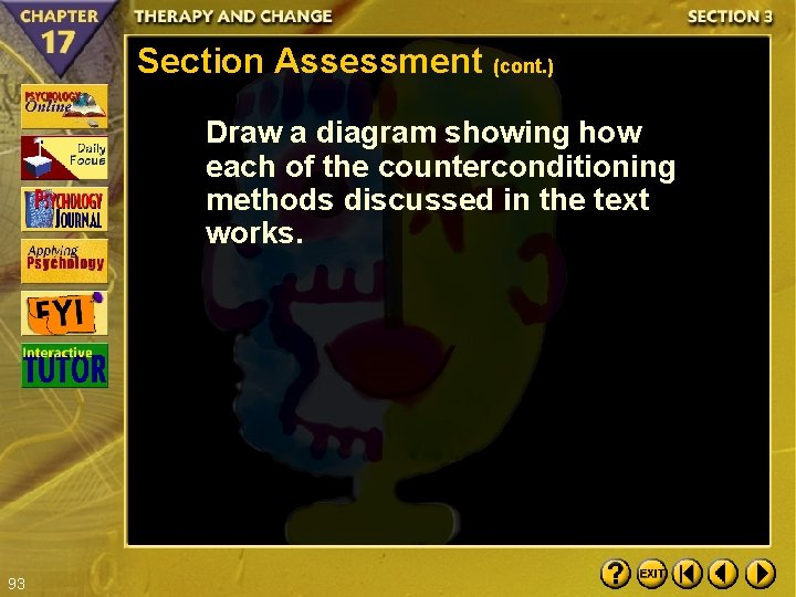 Section Assessment (cont. ) Draw a diagram showing how each of the counterconditioning methods