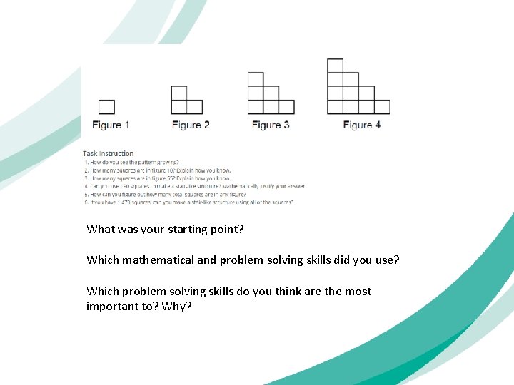 What was your starting point? Which mathematical and problem solving skills did you use?