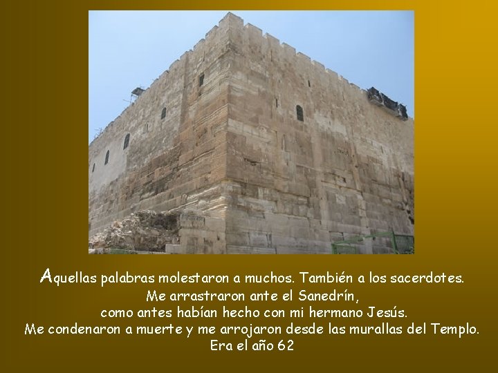 Aquellas palabras molestaron a muchos. También a los sacerdotes. Me arrastraron ante el Sanedrín,