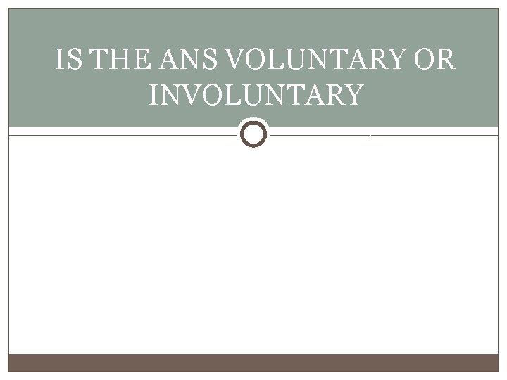 IS THE ANS VOLUNTARY OR INVOLUNTARY 