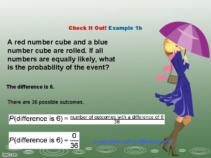 Check It Out! Example 1 b A red number cube and a blue number